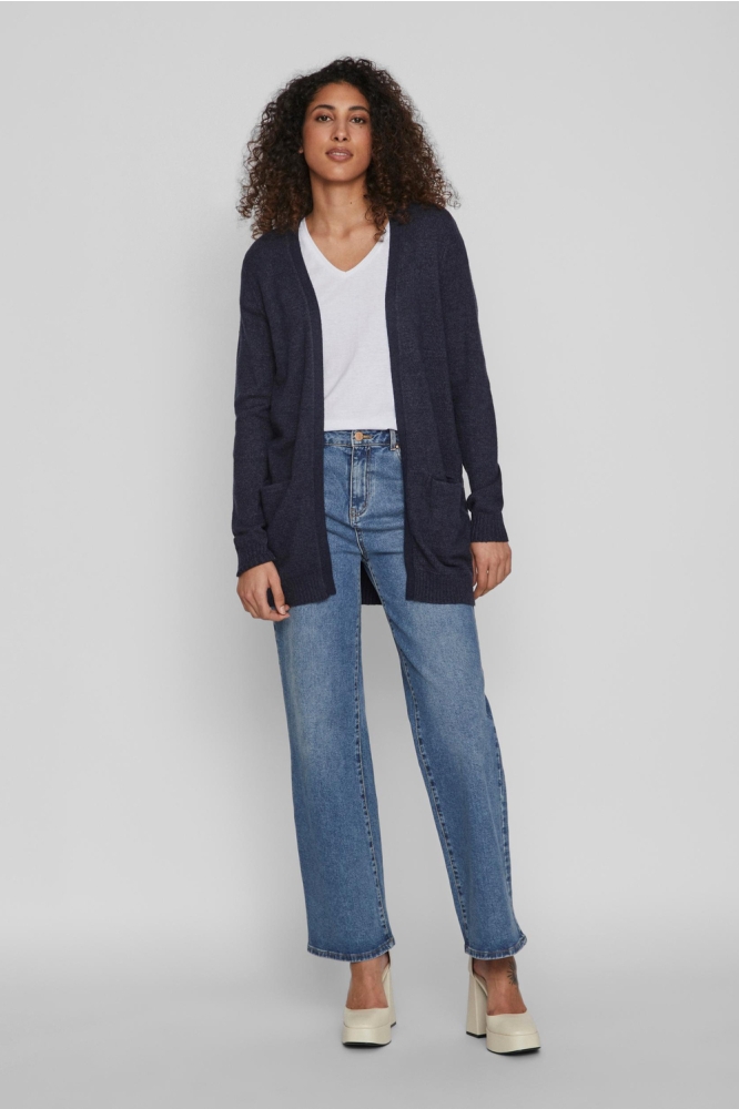 VIRIL L/S OPEN KNIT CARDIGAN-NOOS 14044041 Total Eclipse/MELANGE